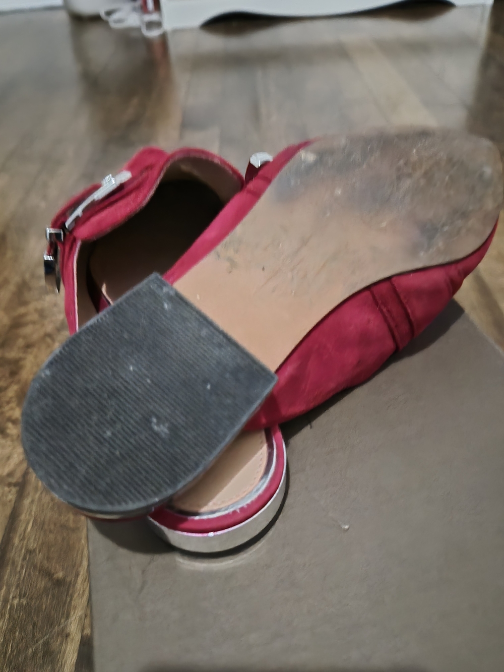 Pointed Red Suede Buckle Mules - Women - Picture 6 of 6
